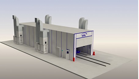 Окрасочно-сушильная проходного типа SPK-24.6.5 для трубопроводной арматуры